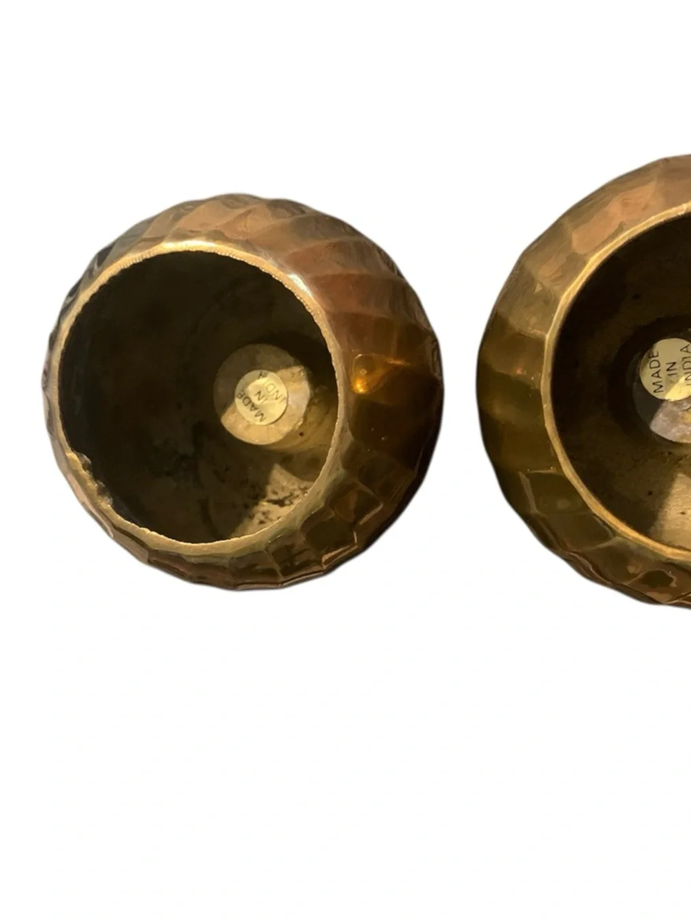 Vintage Brass Orb Candle Holders MCM Set‎ Of 2 Made In India